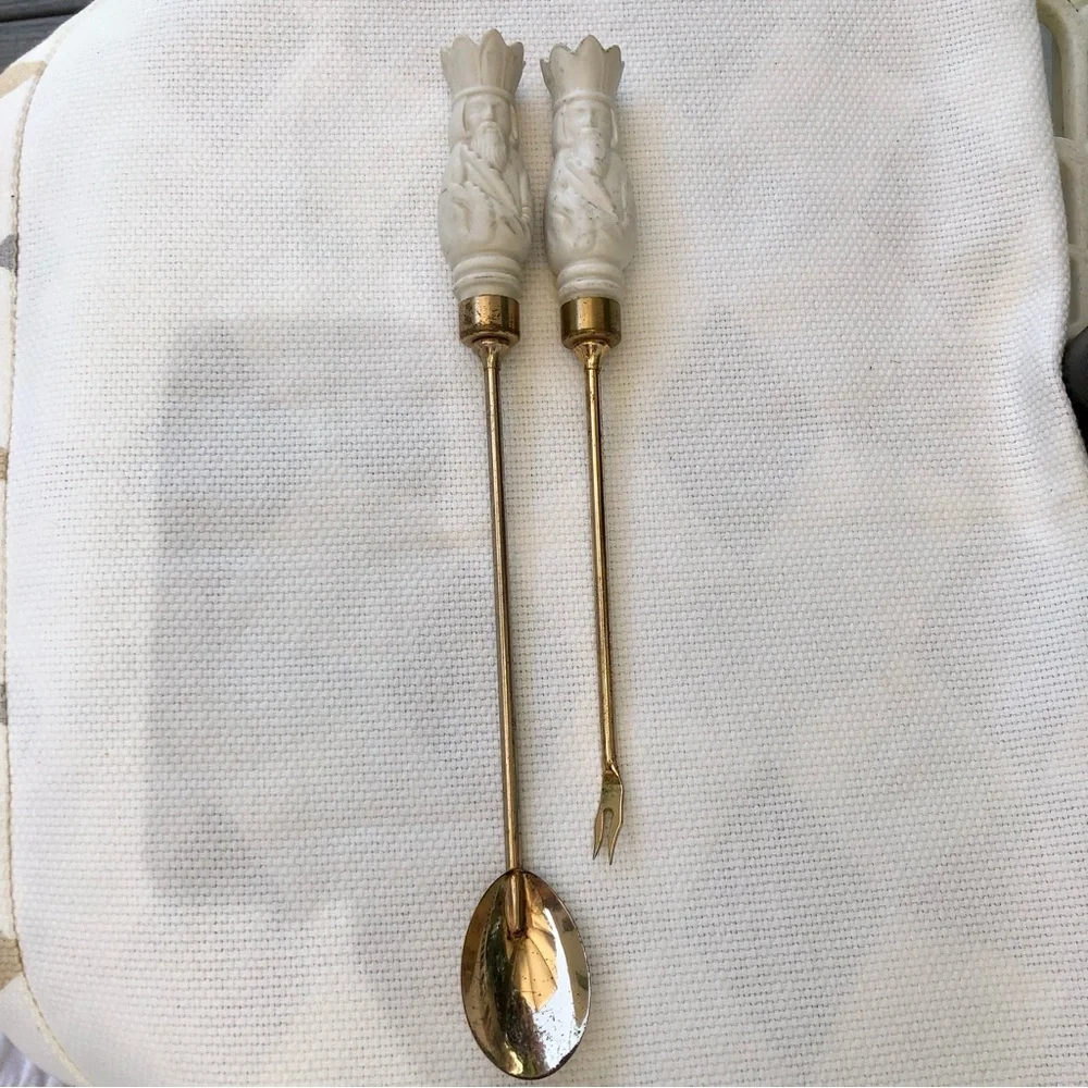Vintage spoon and fork condiment cocktail with King tops bar set